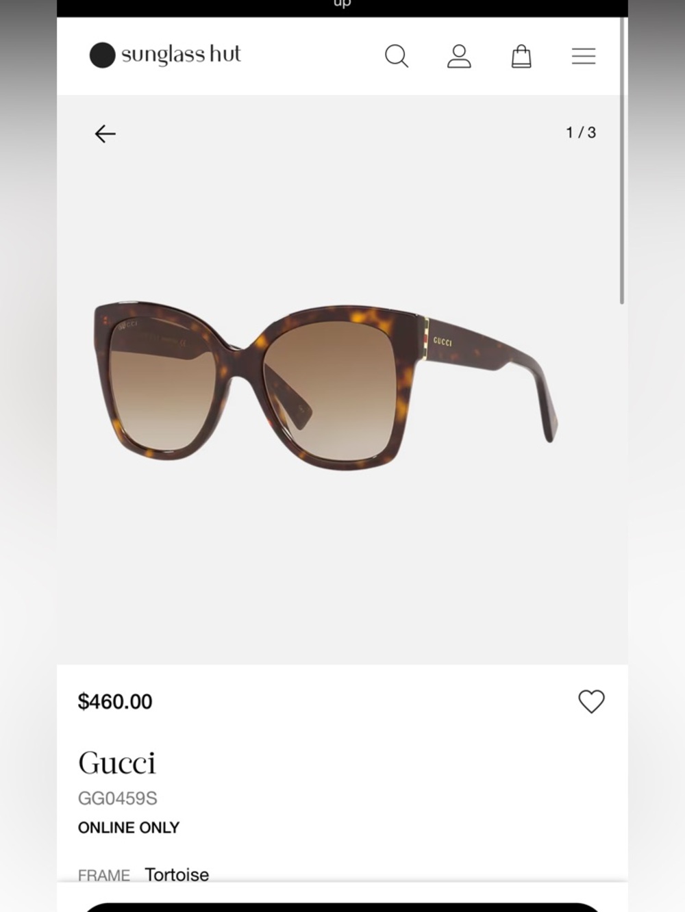 Gucci Tortoiseshell Cat-Eye Sunglasses with Brown Gradient Lenses with Case